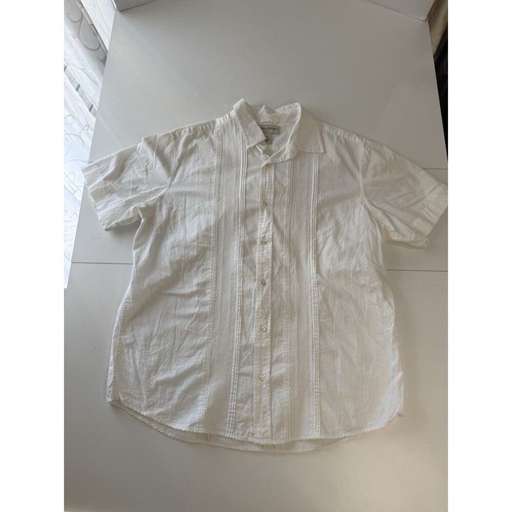 Banana Republic Men's XL 17 White Woven Cotton SS Shirt
